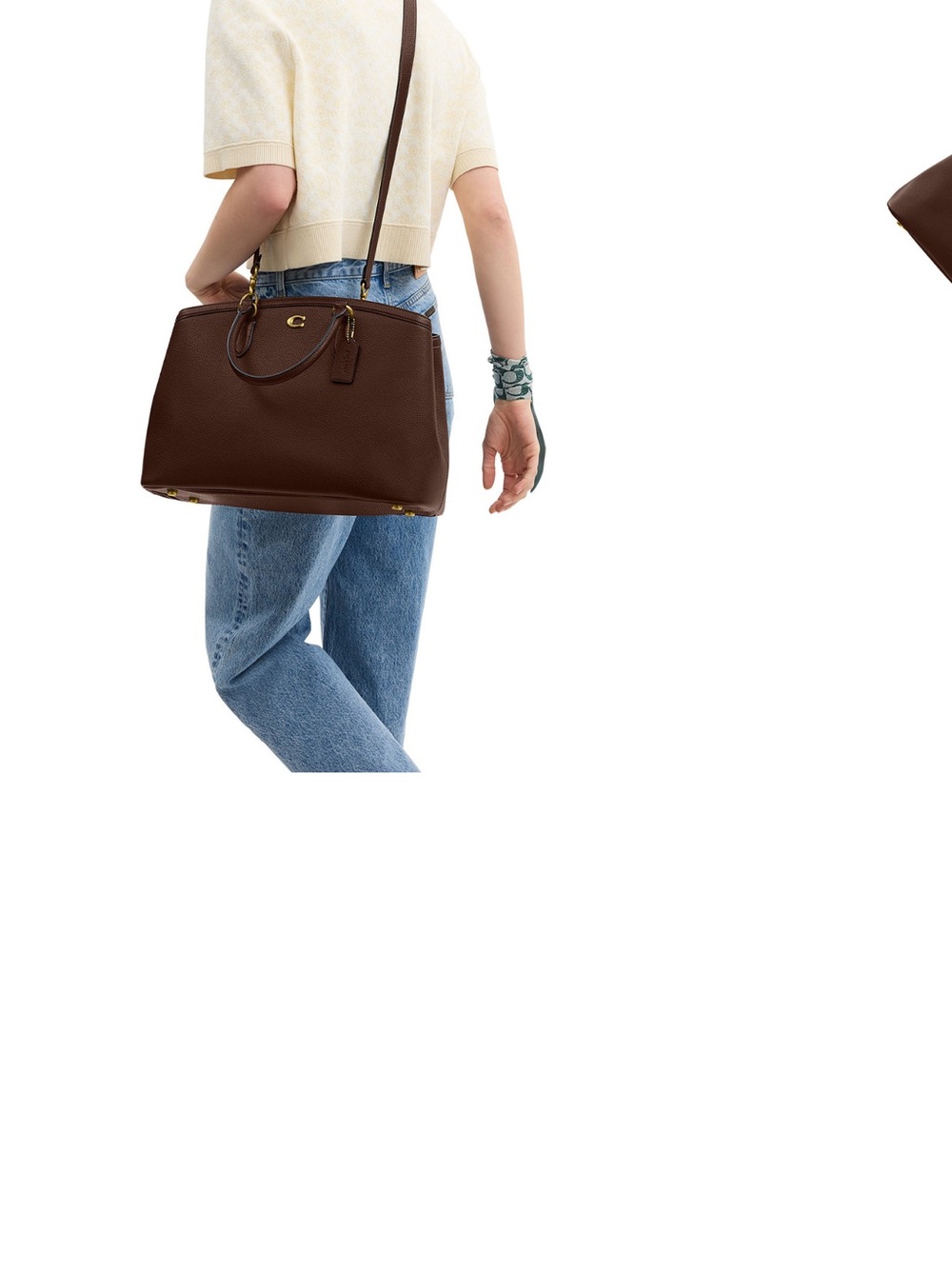 Coach Dark Brown Pebbled Leather Satchel with Shoulder Strap - Picture 7 of 8